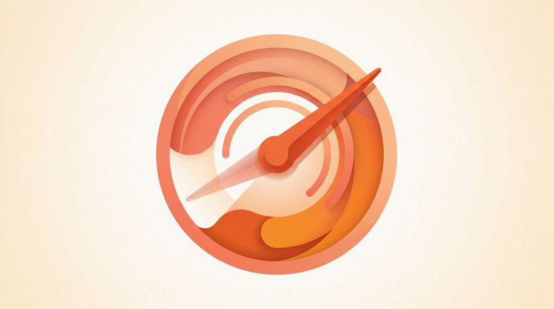 An abstract illustration of a speedometer whose needle and reflection point in different directions